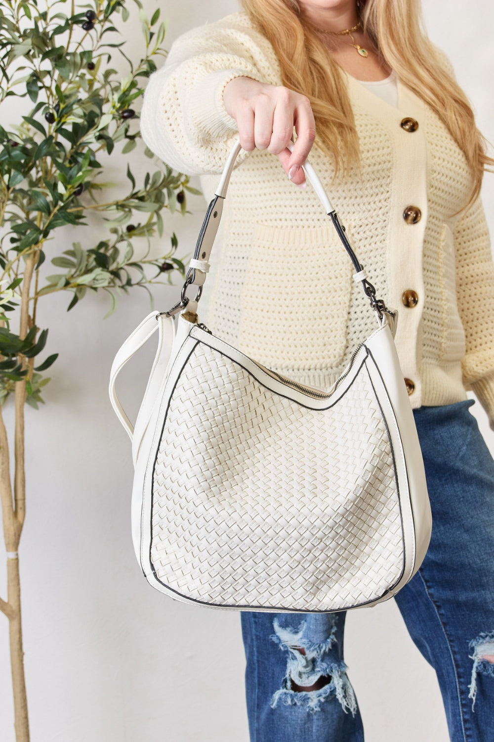 SHOMICO Weaved Vegan Leather Handbag Accessories for women