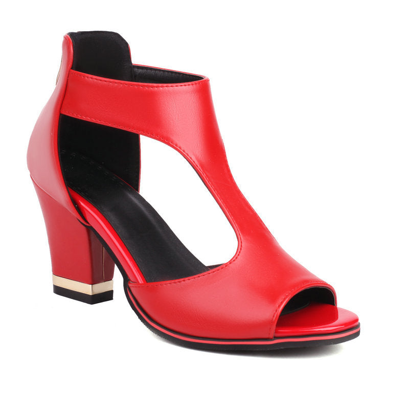 Women's Stylish Platform Thin Back Zipper Hollow-out Sandal Shoes & Bags