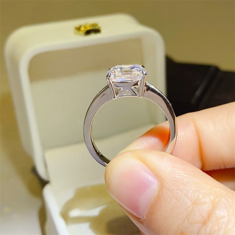 3 Carat Moissanite 925 Sterling Silver Square Shape Ring Jewelry