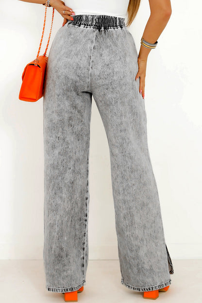 Slit Drawstring Jeans with Pockets apparel & accessories