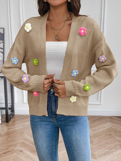 Floral Long Sleeve Open Front Cardigan apparel & accessories