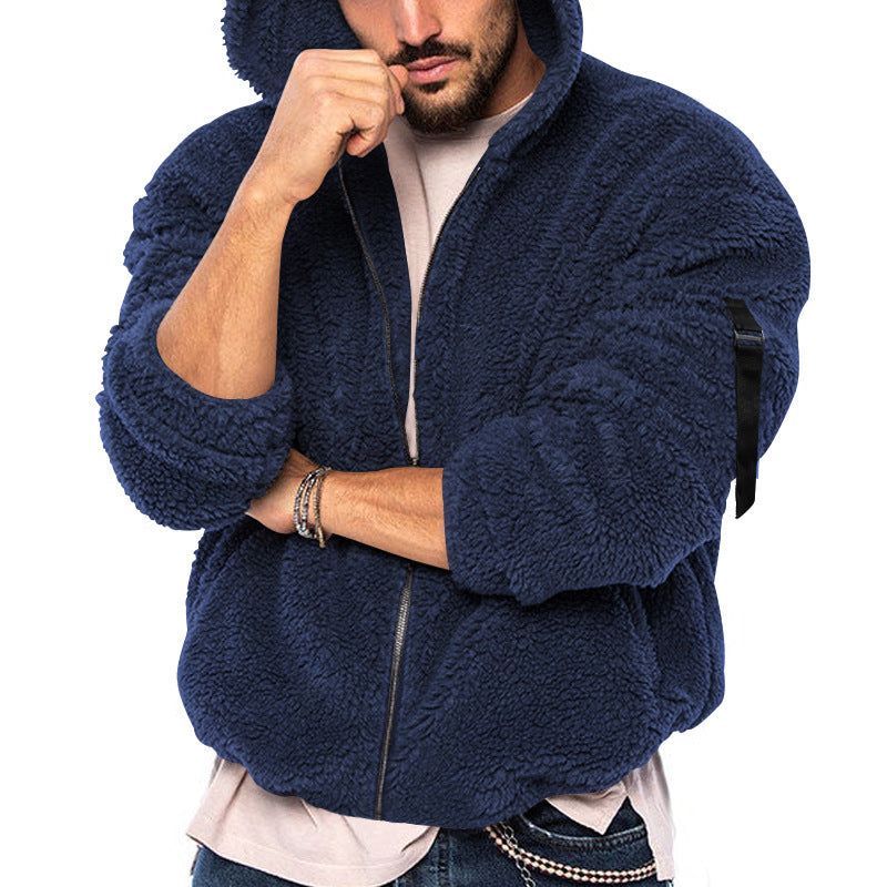 Double-sided Warm Hooded Zipper Casual Jacket Coat men's clothing