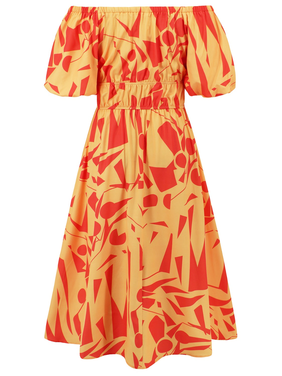 Printed Off-Shoulder Balloon Sleeve Dress apparel & accessories