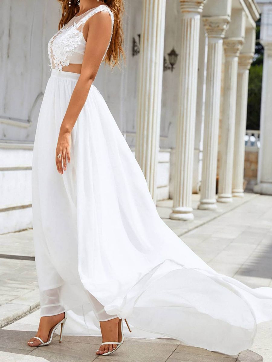 Chiffon Lace Trailing Wedding Large Swing Dress apparel & accessories