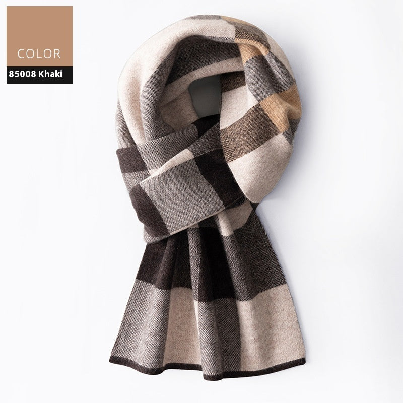 Wool Scarf Men's Winter Plaid Double-sided Scarf Men's Scarves