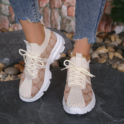 Women's Breathable Canvas Sneakers Mesh Lace Up Shoes & Bags