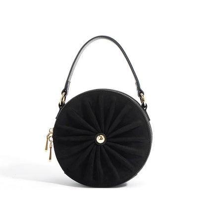 Advanced Sense Classic Style Round Pie Bag Genuine Leather Bag Metal Chain apparel & accessories