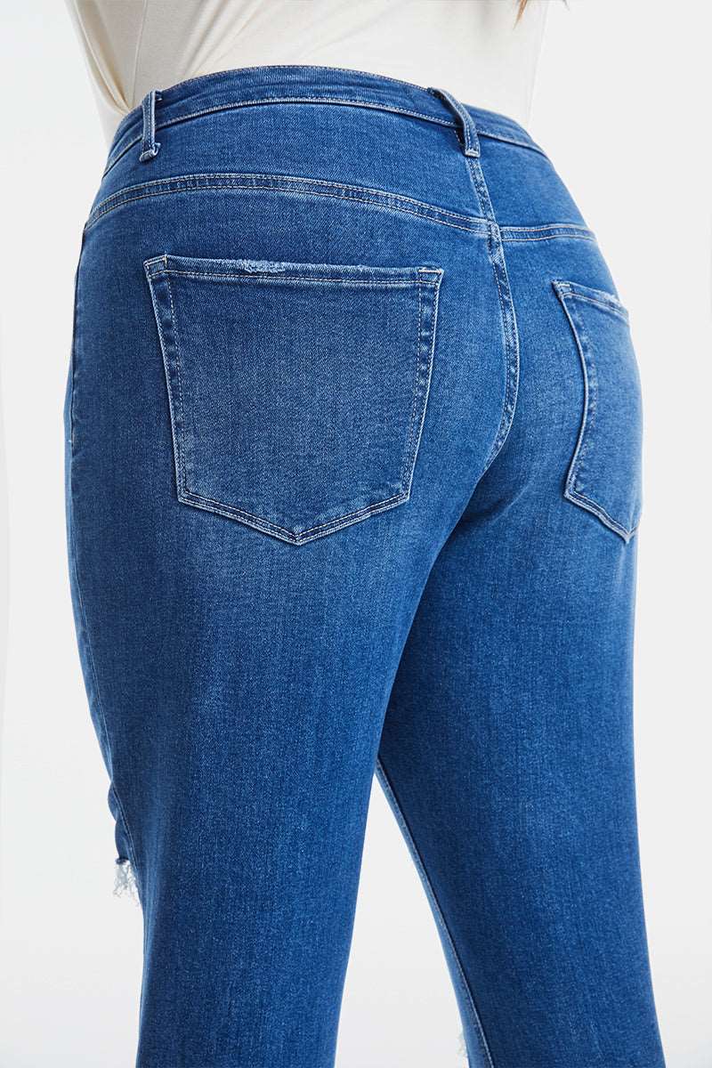 BAYEAS Full Size Distressed High Waist Mom Jeans apparel & accessories