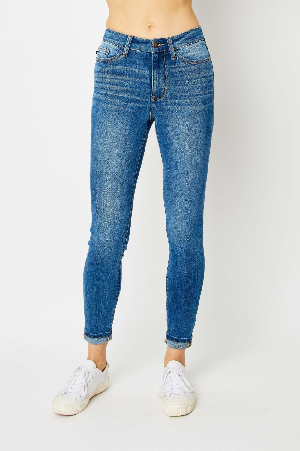 Judy Blue Cuffed Hem Low Waist Skinny Jeans Bottom wear