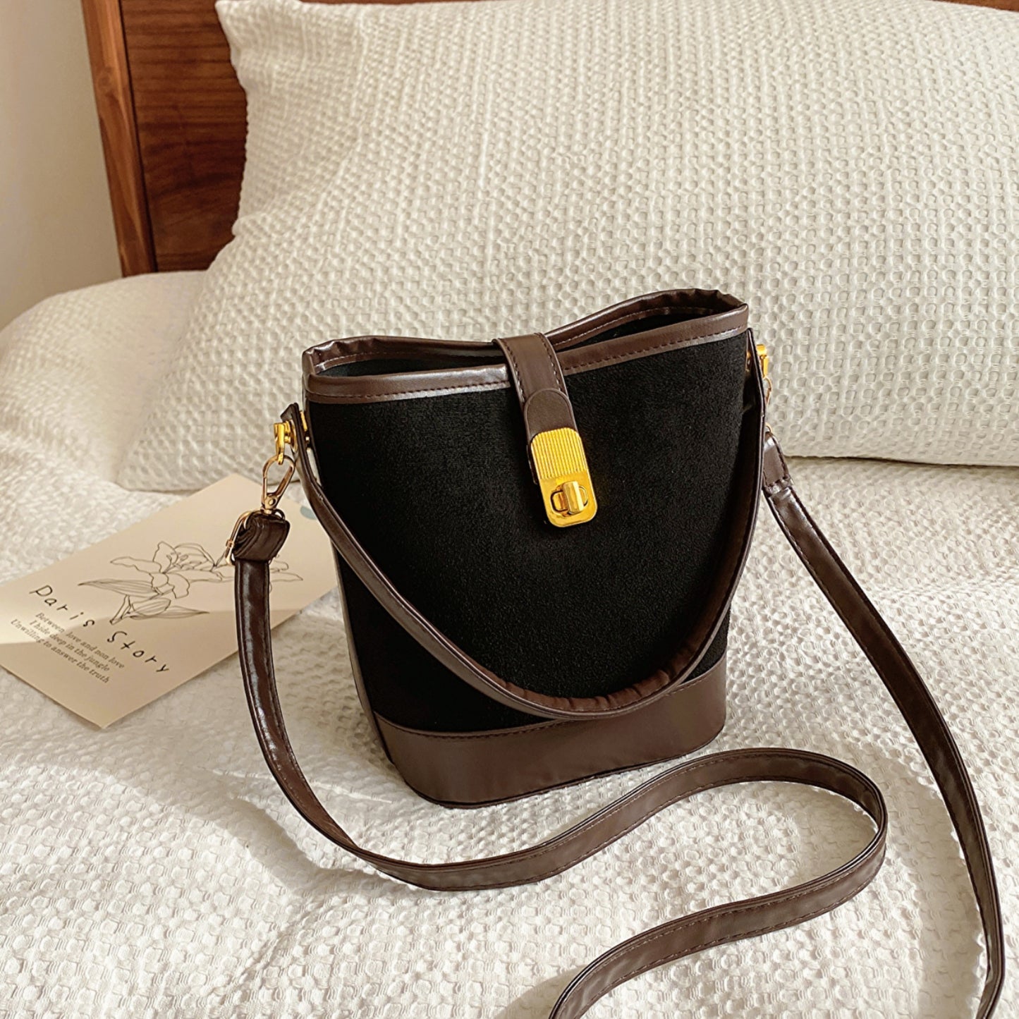 PU Leather Bucket Crossbody Bag apparel & accessories