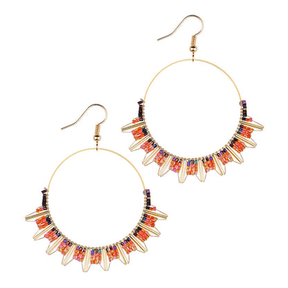 New Bead Earrings Wave Ethnic Style Niche Retro Circle Beaded Jewelry