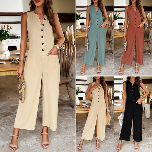 Elegant And Pure Color Jumpsuit With Feminine Temperament apparel & accessories