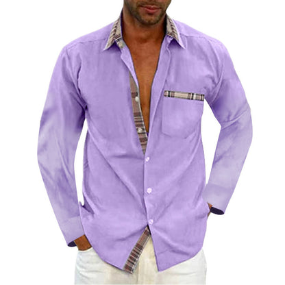 Men's Fashion Casual Solid Color Long Sleeve Shirt apparel & accessories