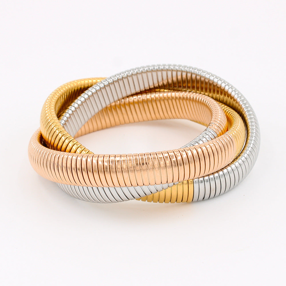 Three-layer Elastic Bracelet Stainless Steel Gold-plated Bracelet Jewelry