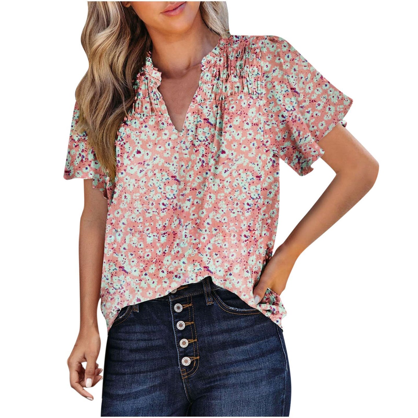 Women's Printed Fashion Short-sleeved Top apparel & accessories