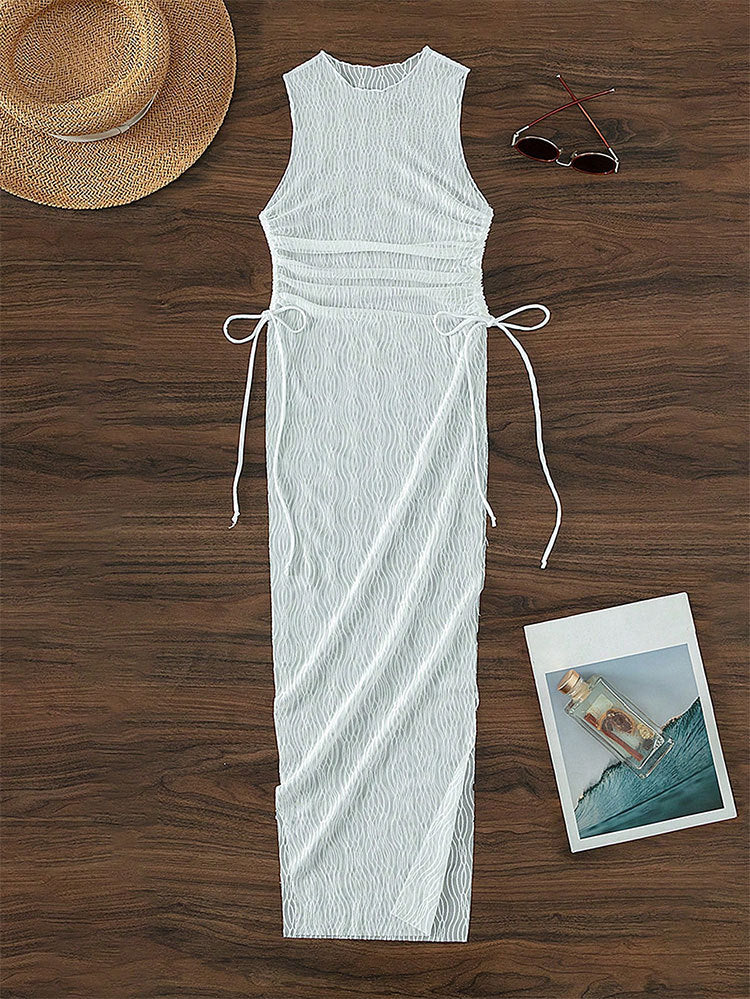 Women's One-piece High Slit Transparent Mesh Beach Dress apparel & accessories