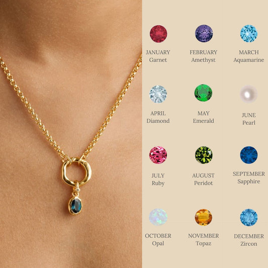 Stainless Steel Twelve Birthday Stone Necklace 12 Birthday Stone Love Pendant Moon Stone Women's Gift Jewelry Jewelry
