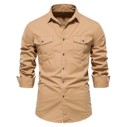 Men's Fashion Casual Solid Color Long Sleeve Shirt apparels & accessories