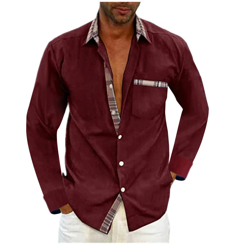 Men's Fashion Casual Solid Color Long Sleeve Shirt apparel & accessories