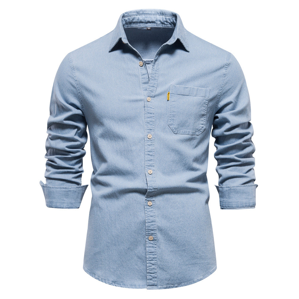 Men's Fashion Casual Denim Non-ironing Shirt apparel & accessories