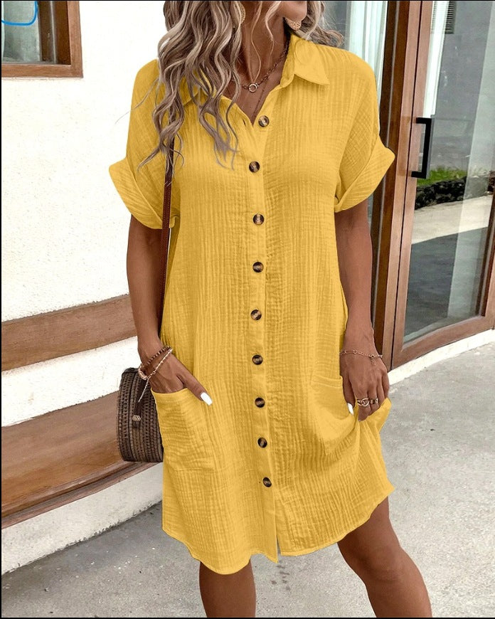 Summer Short Sleeve Shirt Dress apparels & accessories