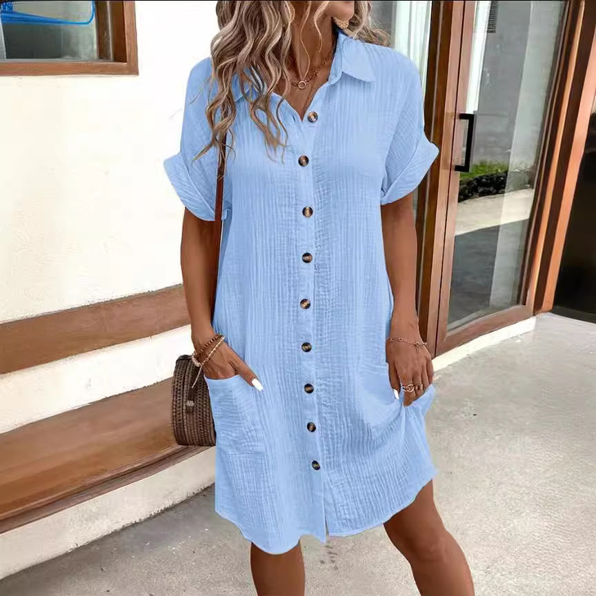 Summer Short Sleeve Shirt Dress apparels & accessories