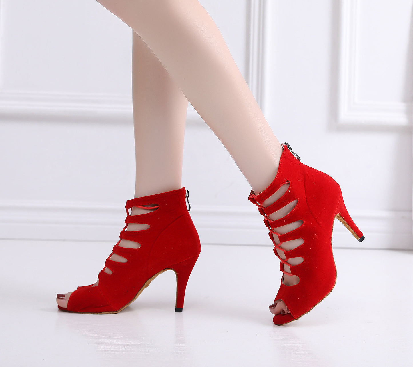 Women's Soft Bottom Red Short Peep Toe High Heels Shoes & Bags