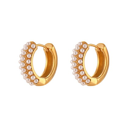 Stainless Steel Plated 18K Gold Pearl Ear Clip 4
