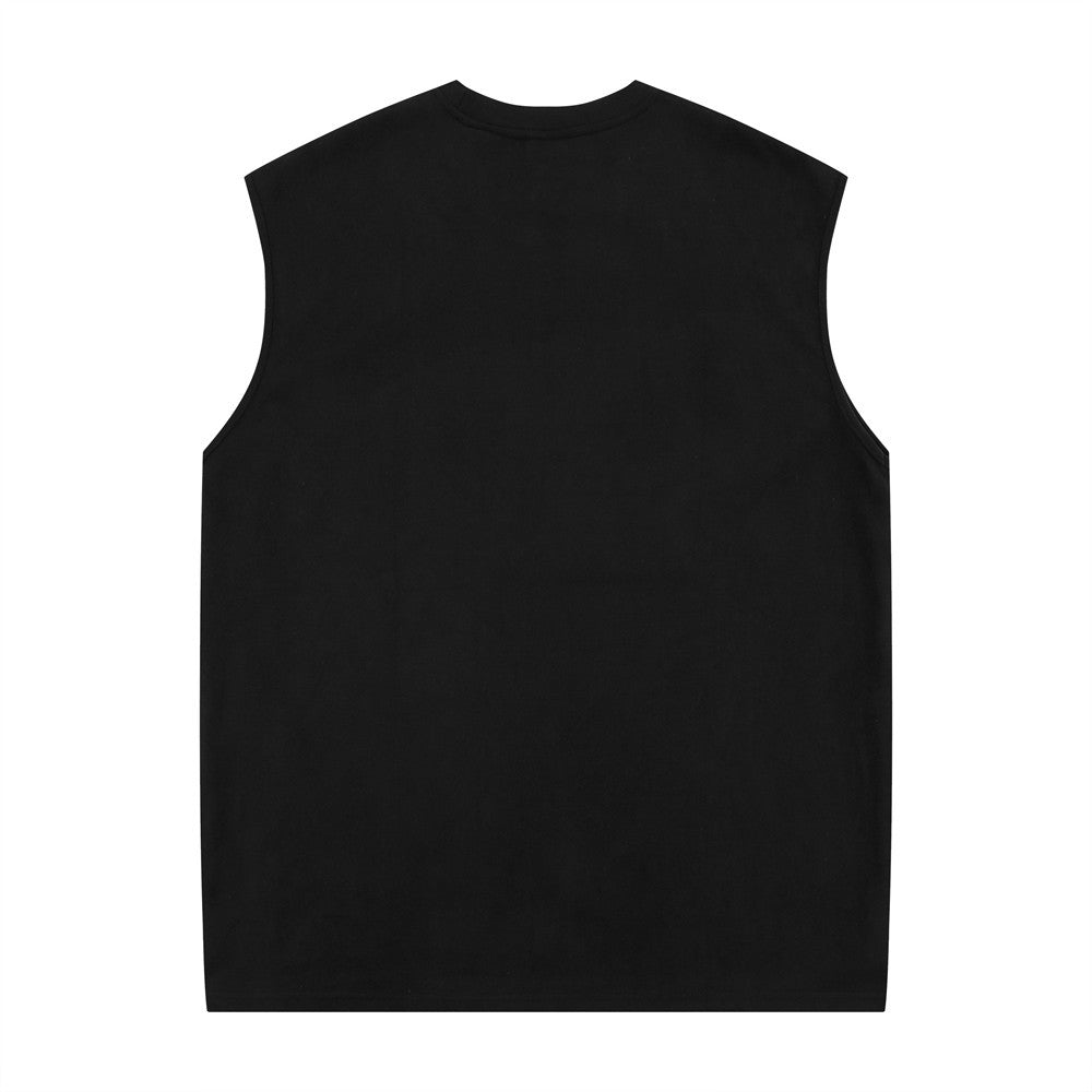 Street Casual Round Neck Loose Sports Outerwear Vest apparel & accessories