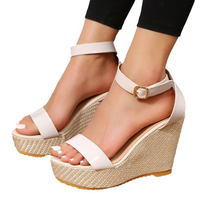 Wedge Straw Woven Hemp Rope Ankle-strap Sandals Women Shoes & Bags