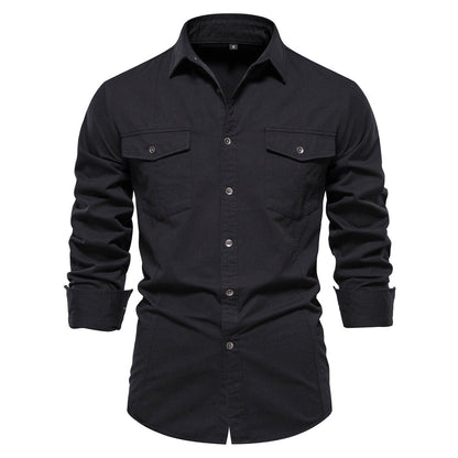 Men's Fashion Casual Solid Color Long Sleeve Shirt apparels & accessories