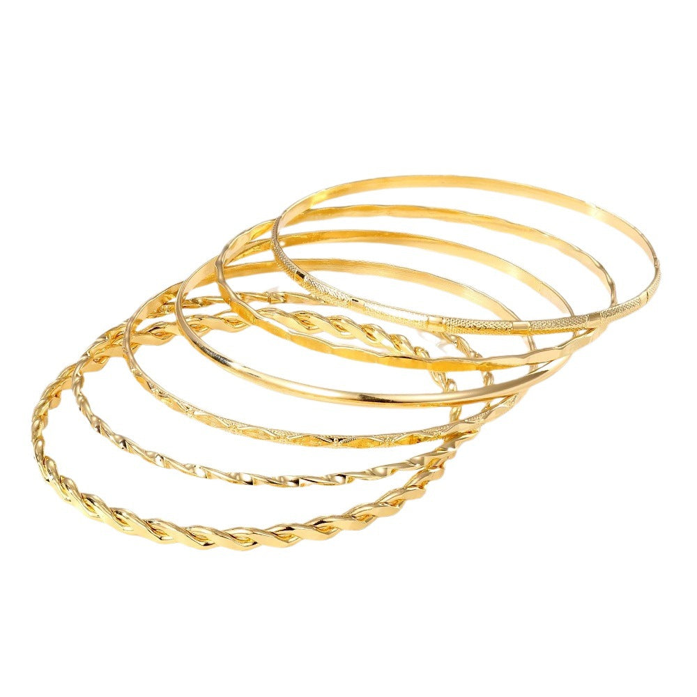 Bohemian Metal Chain Bracelet Set For Women Geometric Gold Color Thick Link Chain  Bangle Female Fashion Jewelry Jewelry