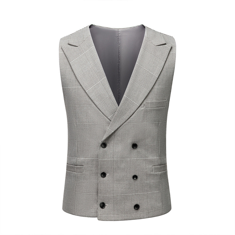 Men's Suit Slim Fit Business Casual Gray Lattice Pattern Three-piece Suit apparels & accessories