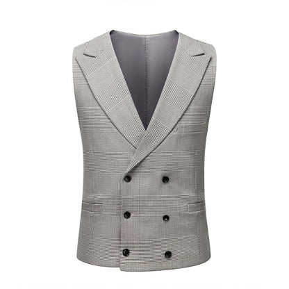 Men's Suit Slim Fit Business Casual Gray Lattice Pattern Three-piece Suit apparels & accessories