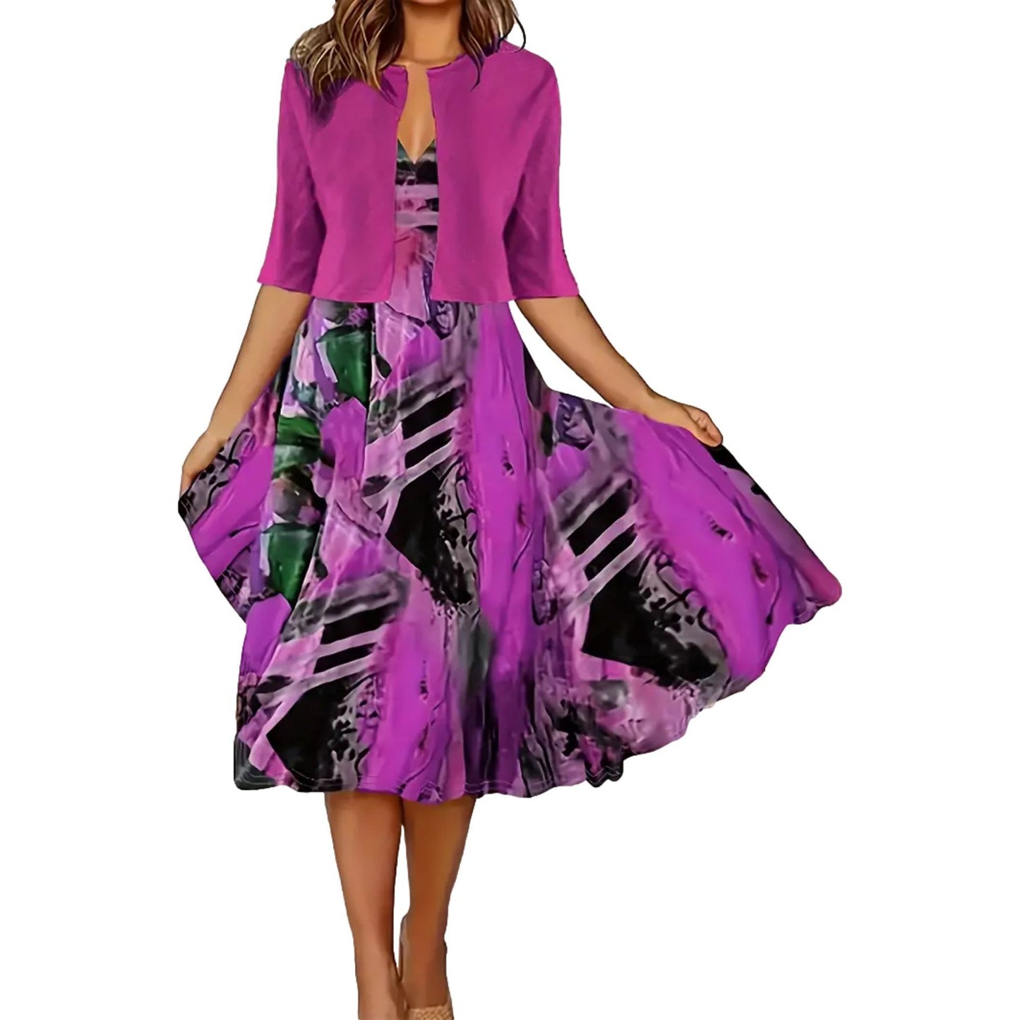 Cardigan Elegant Dress Printed Dress Women's Clothing apparels & accessories