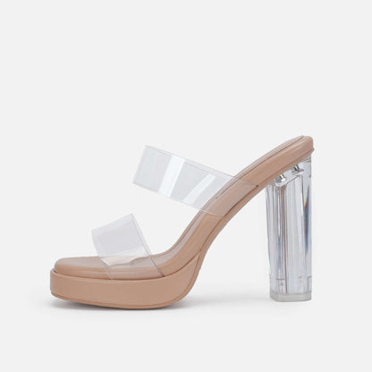 Ankle-strap High Heel Women's Sandals Transparent Crystal Thick Heel Shoes For Outer Wear Shoes & Bags