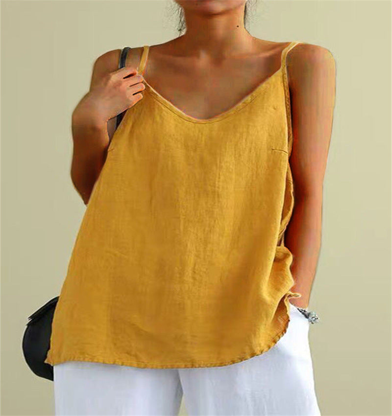 Cotton Linen Sleeveless Vest Women's Summer apparel & accessories