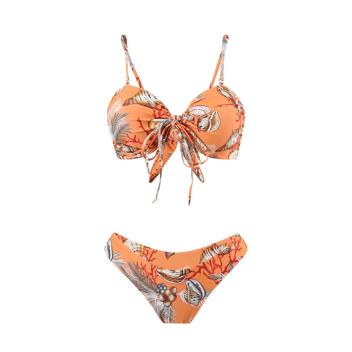 Printed Tube Top Bikini Three Piece Swimsuit Split Women apparel & accessories