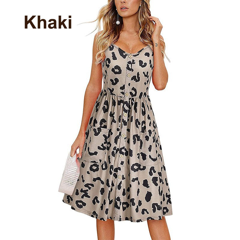 Women's Printed V-neck Large Hem Dress apparels & accessories