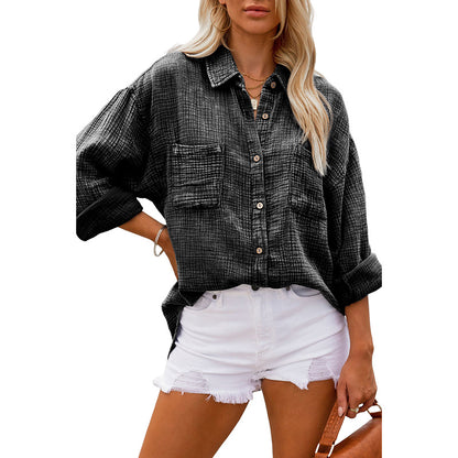 Thin Fashion Shirt Women's Loose Single-breasted apparel & accessories