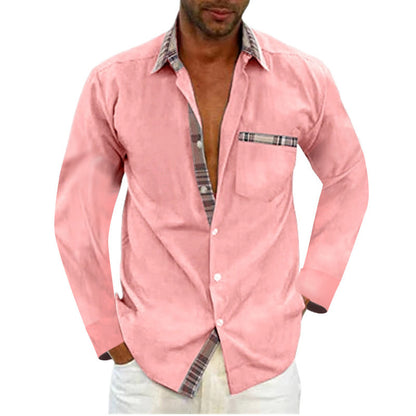 Men's Fashion Casual Solid Color Long Sleeve Shirt apparel & accessories