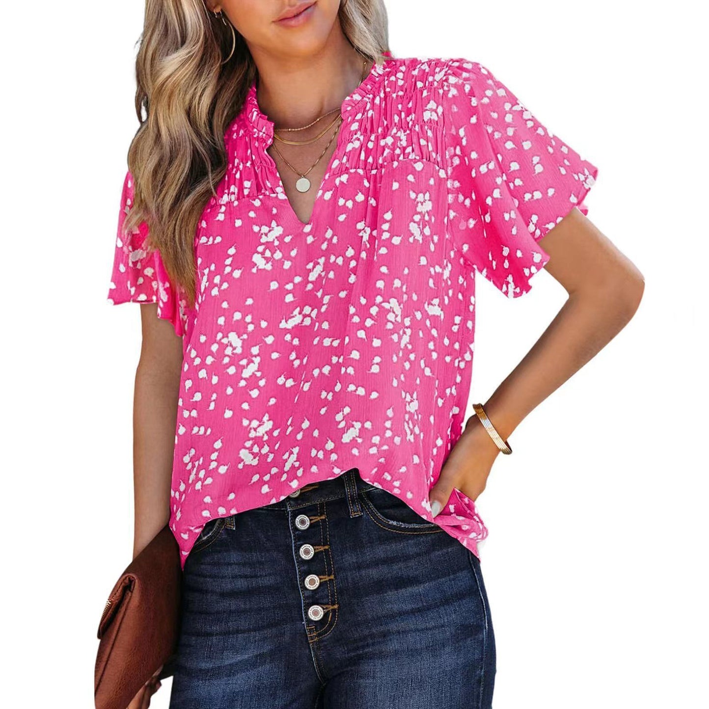 Women's Printed Fashion Short-sleeved Top apparel & accessories