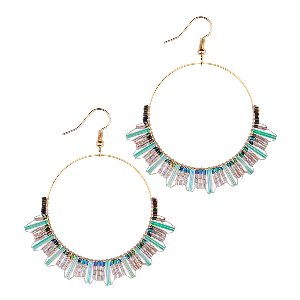 New Bead Earrings Wave Ethnic Style Niche Retro Circle Beaded Jewelry