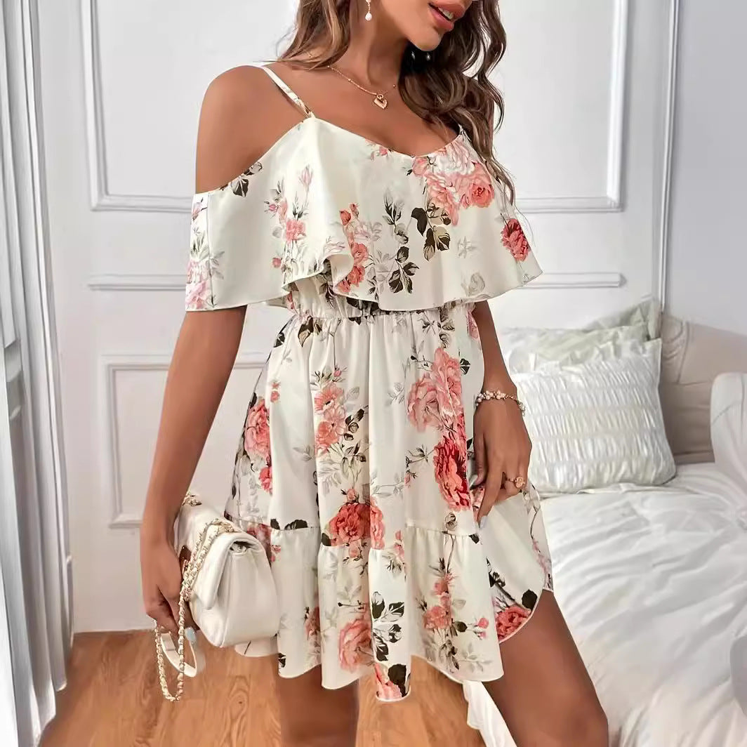 French Romantic Off-shoulder Waist Dress apparel & accessories