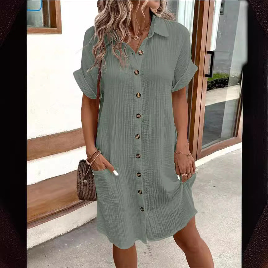 Summer Short Sleeve Shirt Dress apparels & accessories