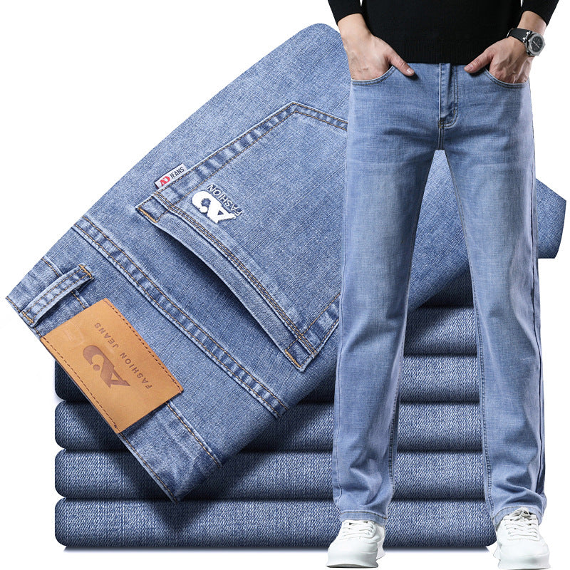 Spring Summer Clothes Straight All-matching Light Business Casual Stretch Men's Denim Trousers apparel & accessories