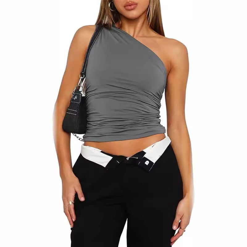 Women's Shoulder Sleeveless T-shirt Design Slim Top apparel & accessories