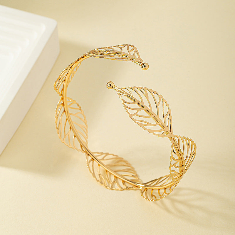 Women's Fashion Metal Hollow Leaf Bracelet Jewelry