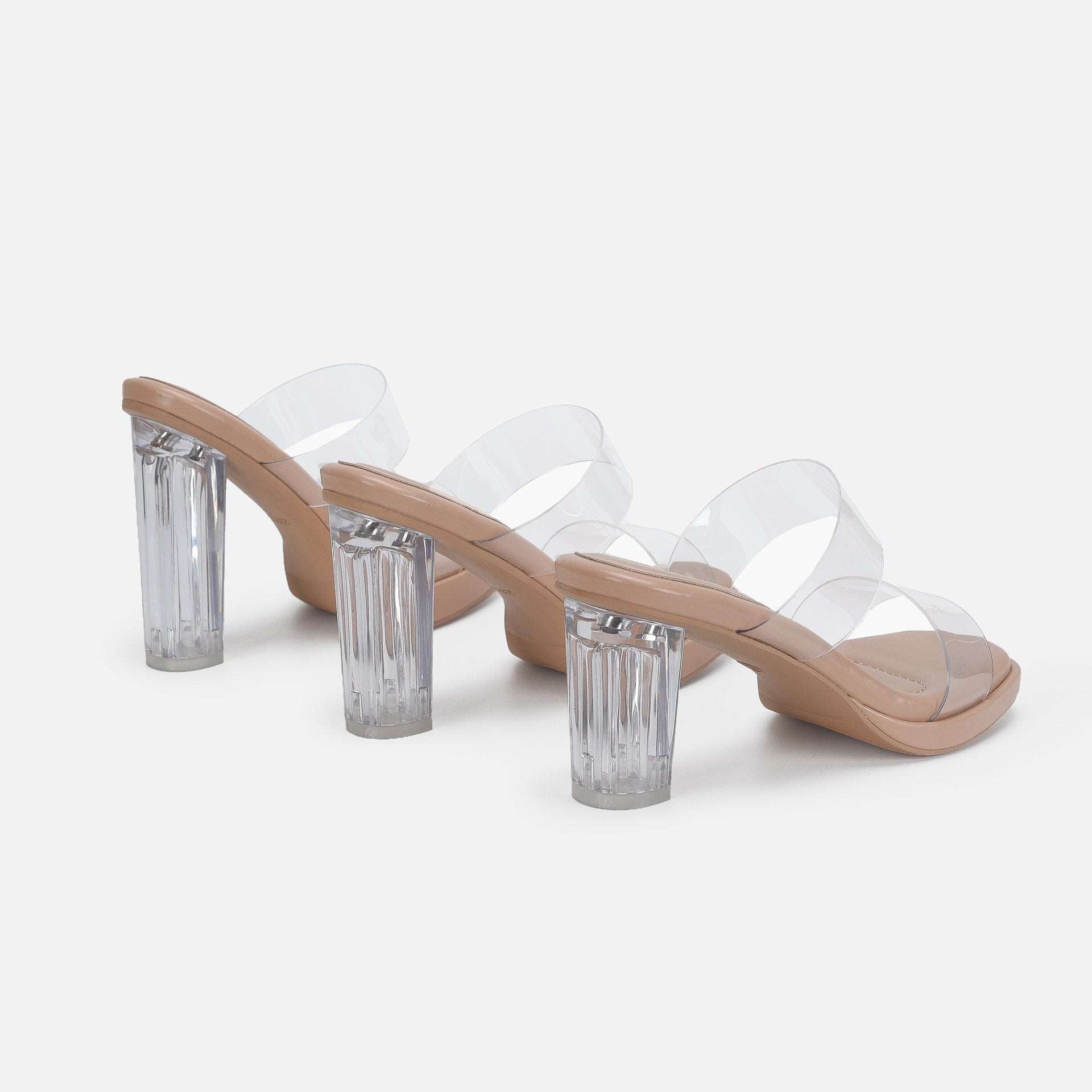 Ankle-strap High Heel Women's Sandals Transparent Crystal Thick Heel Shoes For Outer Wear Shoes & Bags