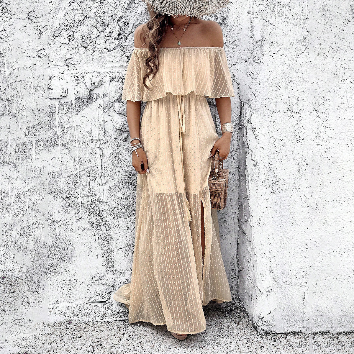 Women's Fashionable Elegant Off-shoulder Dress apparels & accessories